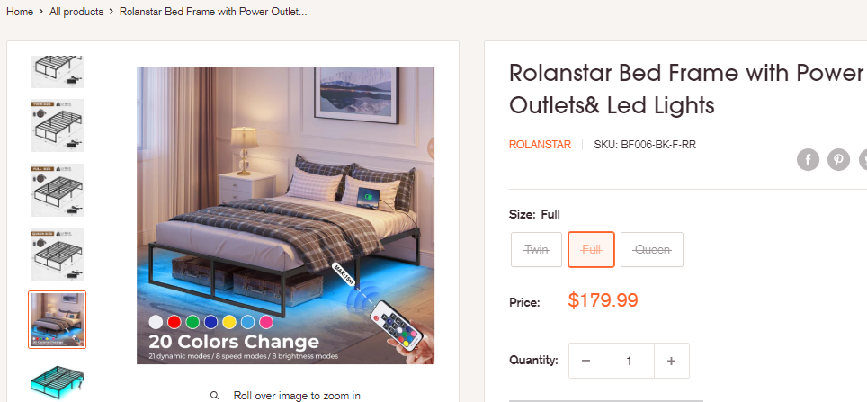 Rolanstar Bed Frame with Power Outlets & LED Lights - Photo 7